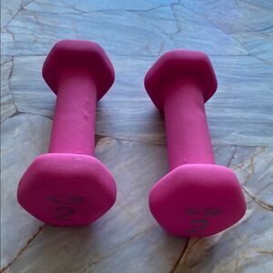 C9 Champion 2lb Neoprene Dumbbell Set Pink Hex Hand Weights 2 Pack